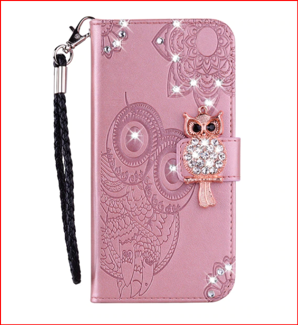 Glitter Owl Wallet Flip Case for Samsung Galaxy S23 S22 S21 Plus Ultra