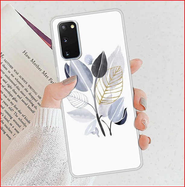 Gold Foil Leaves Print Pattern Case Samsung Galaxy S22 S23 Plus Ultra