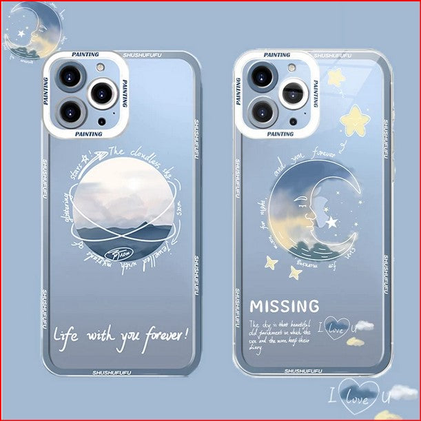 Star Moon Clear Cute Case for Samsung Galaxy S23 S22 S21 Plus Ultra
