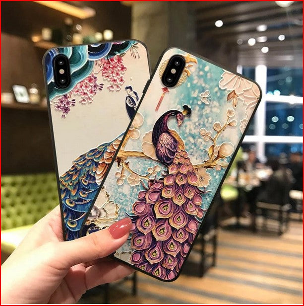 3D Embossed Peacock Cover Case For Apple iPhone 14 13 12 11 Pro Max XR
