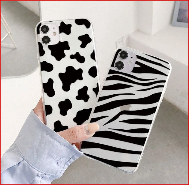 Zebra Leopard Cow Clear Cover Case Apple iPhone 14 13 12 Pro Max Mini