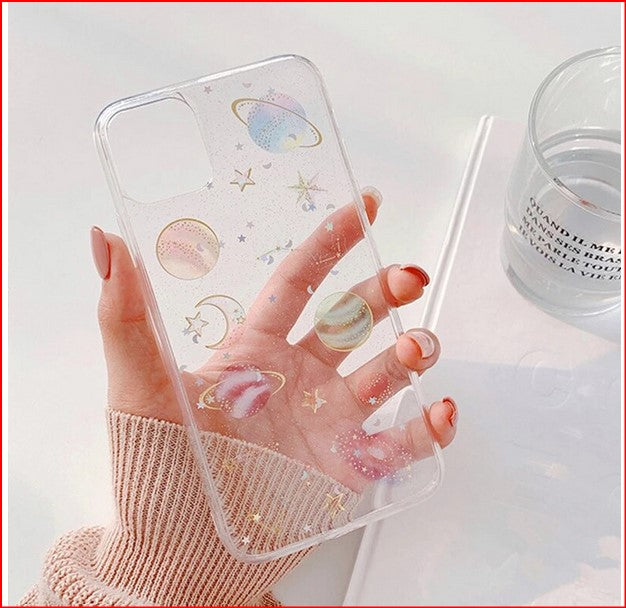 Planet Glitter Clear Cover Case For Apple iPhone 14 13 12 Pro Max Mini