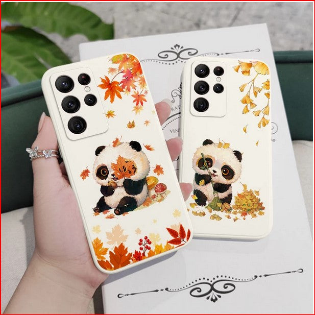 Maple Leaf Panda Cartoon Case Samsung Galaxy S23 S22 S21 Plus Ultra FE
