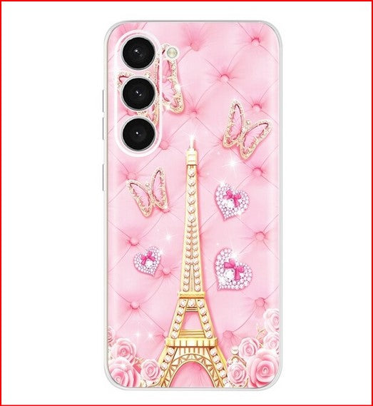 Cat Butterfly Eiffel Tower Case for Samsung Galaxy S23 Plus S23 Ultra