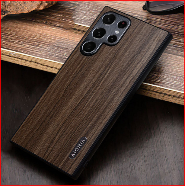 Wood Pattern Camera Protection Case for Samsung Galaxy S22 Plus Ultra