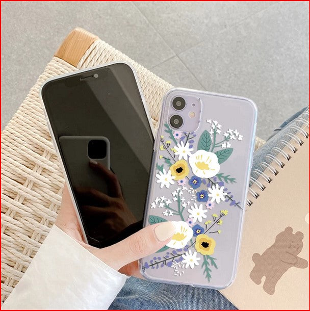 Flower Transparent Floral Cover Case AppleiPhone 14 13 12 Pro Max Mini