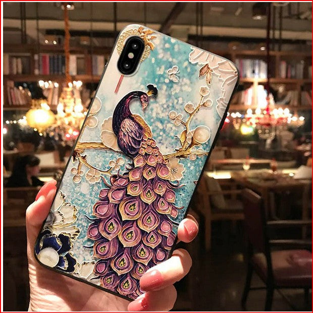 3D Embossed Peacock Cover Case For Apple iPhone 14 13 12 11 Pro Max XR