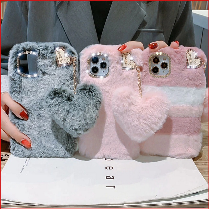 Heart Soft Plush Case for Samsung Galaxy S21 S22 Plus S22 Ultra Note