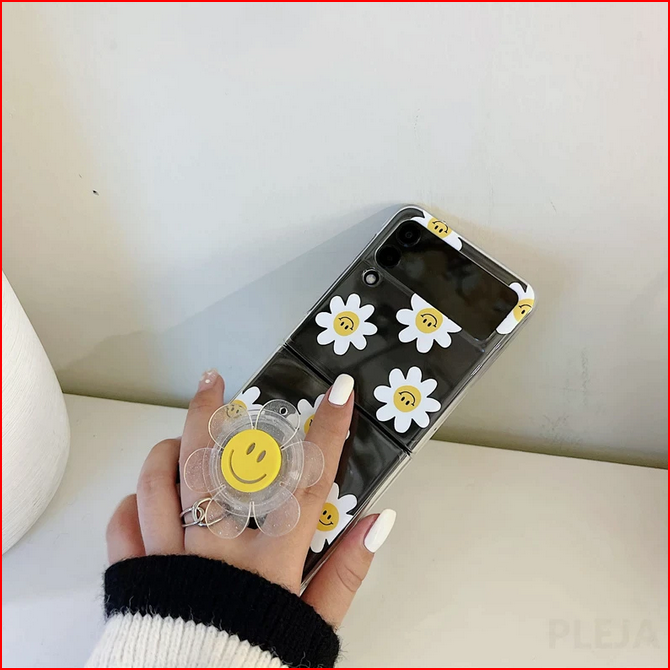 Smile Flower Bracelet Holder Clear Case for Samsung Galaxy Z Flip 3 5G
