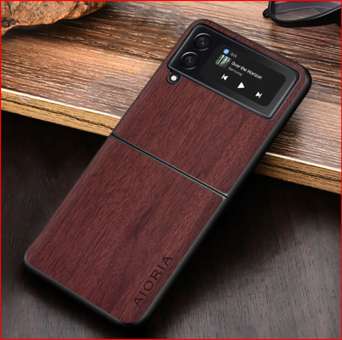 Wood Pattern Leather Protective Cover Case for Samsung Galaxy Z Flip 3