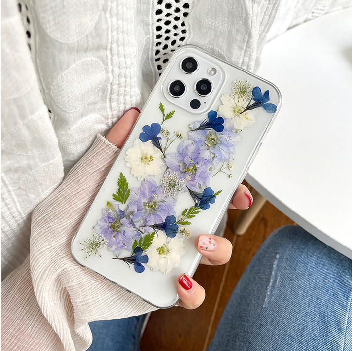 Real Pressed Dried Flowers Cover Case for iPhone 15 14 13 12 11 ProMax