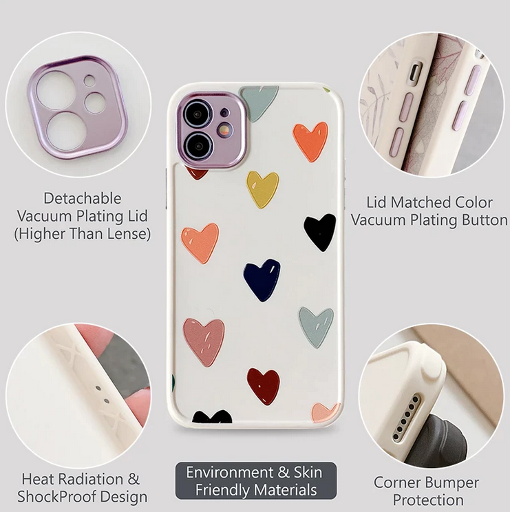 Flower Heart Cover Case for Apple iPhone 14 13 12 11 Pro Max Mini Plus
