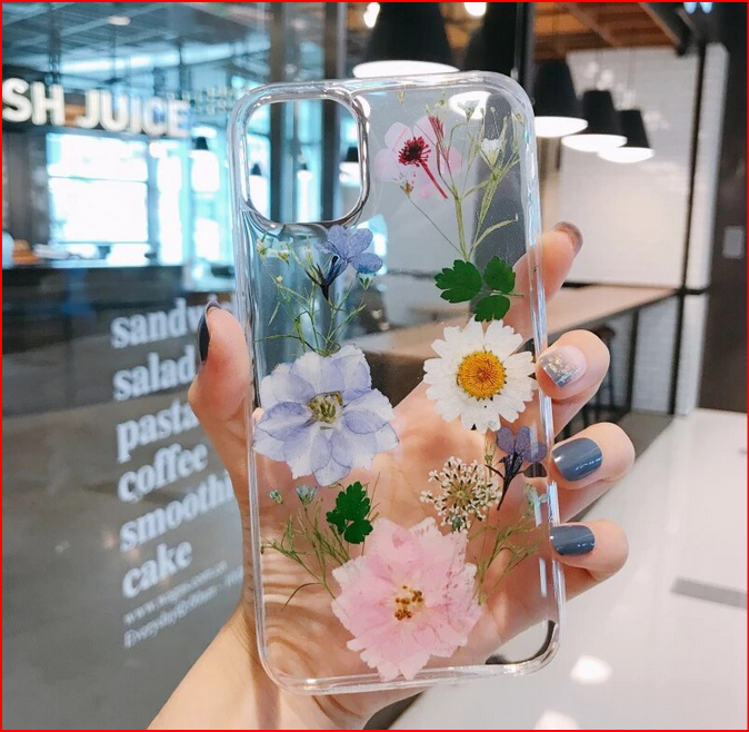 Real Dried Flowers Clear Cover Case Apple iPhone 14 13 12 Pro Max Plus