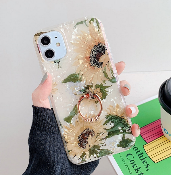 Floral Ring Stand Cover Case Apple iPhone 14 13 12 Pro Max Mini Plus