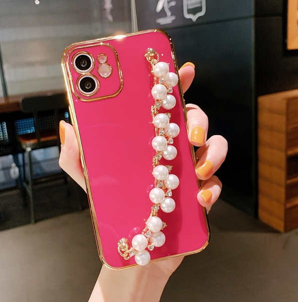 Pearl Chain Wrist Cover Case for Apple iPhone 14 13 12 11 Pro Max Mini