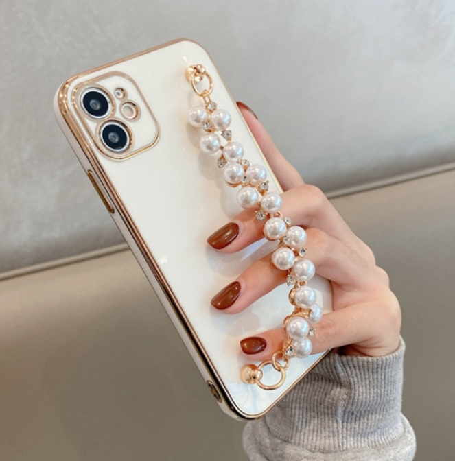 Pearl Chain Wrist Cover Case for Apple iPhone 14 13 12 11 Pro Max Mini