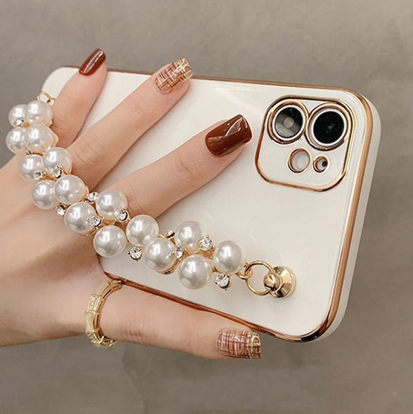 Pearl Chain Wrist Cover Case for Apple iPhone 15 14 13 12 11 Pro Max