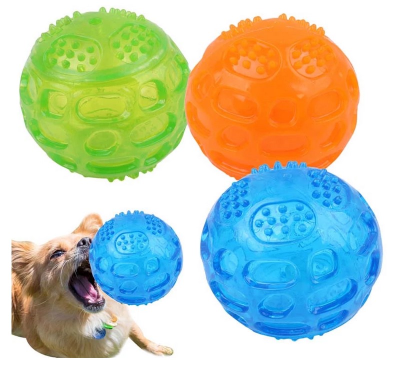 Puppy Sounding Toys Polka Squeaky Tooth Cleaning Balls Playing Balls