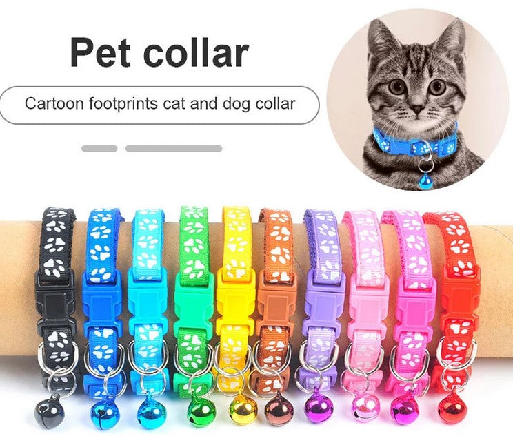 Cute Bell Collar Footprint Collar for Small Medium Cat Dog Pet Supply