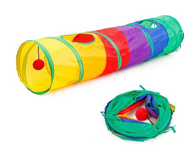 Funny & Fun Cave Tunnel Cat Puppy Play Rainbown Foldable Active Pet