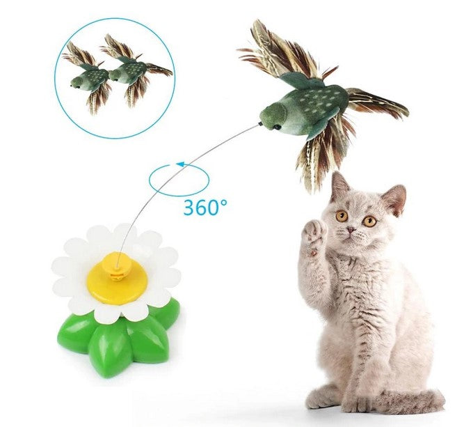 Funny&Fun Electric Rotating Colorful Butterfly Bird Trainning Pet Toy